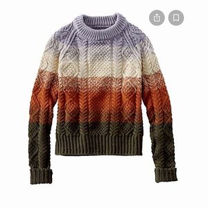 LL Bean crewneck fisherman’s sweater beige hombre